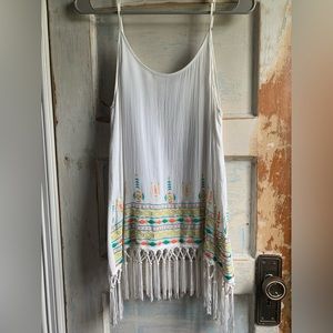 White Fringe Tank